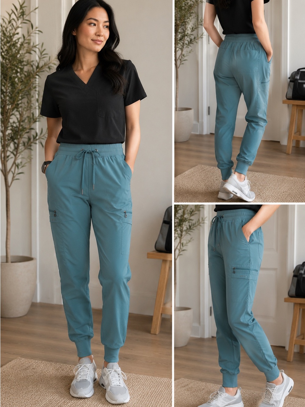 Healing hands Teal Jogger Pants scrubs with Cargo Pockets